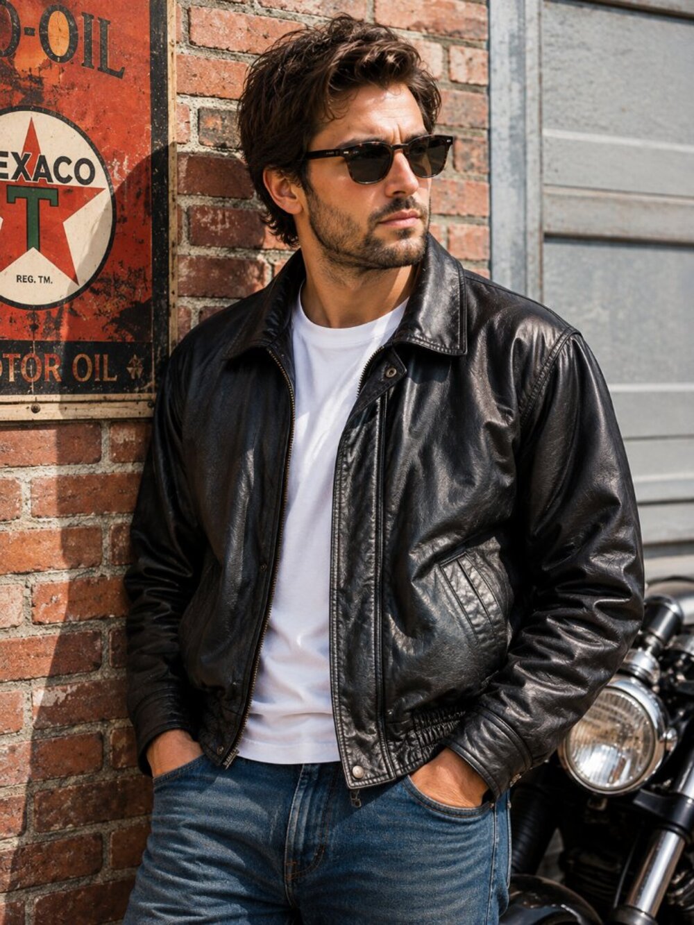 Pelle Cuir Mens Black Genuine Leather Bomber Jacket Small